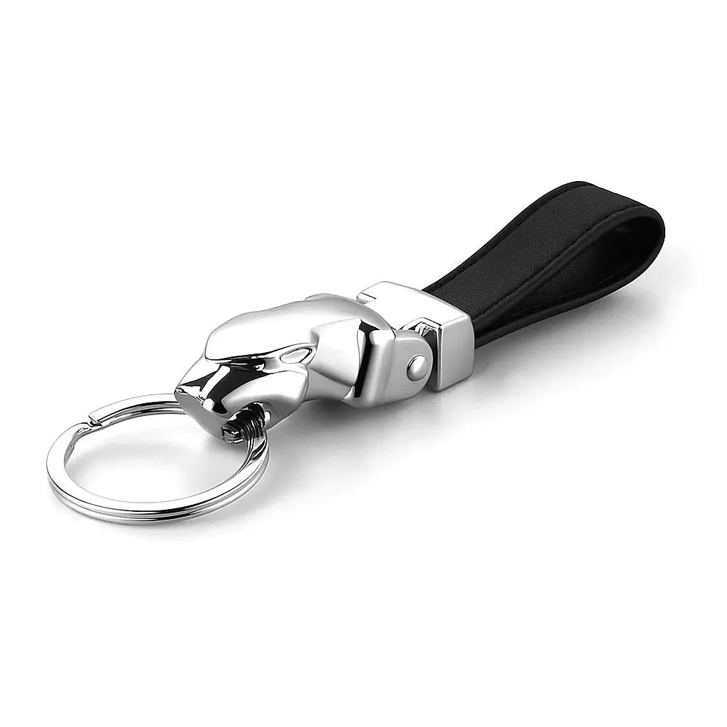 Car Luxury Leopard Head Genuine Leather Key Chain for Jaguar F-PACE XJ XE XF XJ F-TYPE E-PACE Key Rings Holder Keychains NACELTI