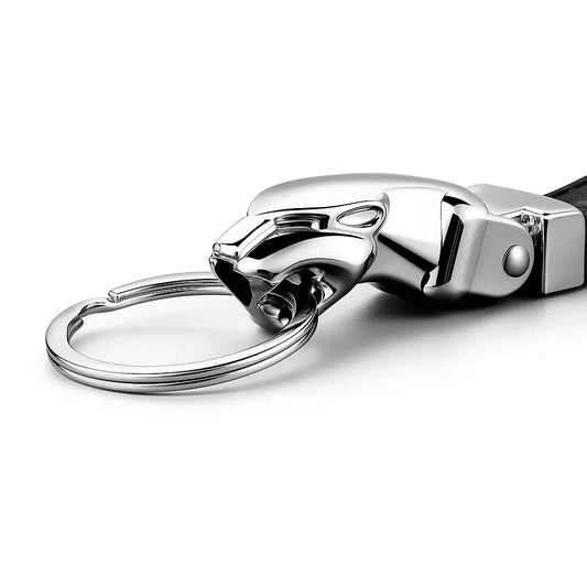 Car Luxury Leopard Head Genuine Leather Key Chain for Jaguar F-PACE XJ XE XF XJ F-TYPE E-PACE Key Rings Holder Keychains NACELTI