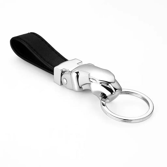 Car Luxury Leopard Head Genuine Leather Key Chain for Jaguar F-PACE XJ XE XF XJ F-TYPE E-PACE Key Rings Holder Keychains NACELTI