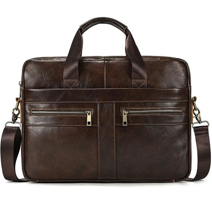 Genuine Leather Briefcase Bag for 15.6 Inch Laptop Computer Bag Cowskin Handbag for Men Male Leather Crossbody Shoulder Bag