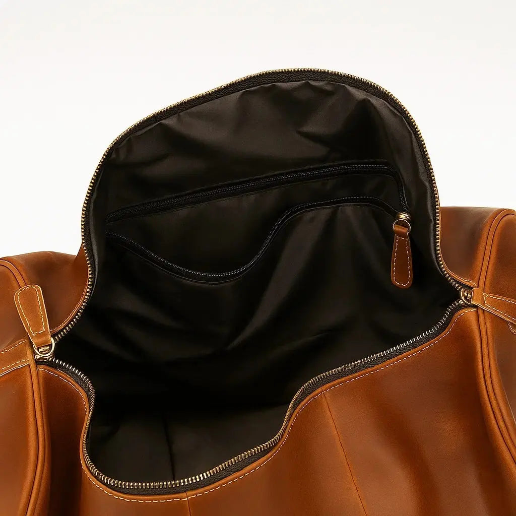 Sac de voyage en cuir cognac pour homme et femme, design chic et résistant